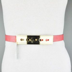 BCBG Pink, Gold Faux Leather Belt